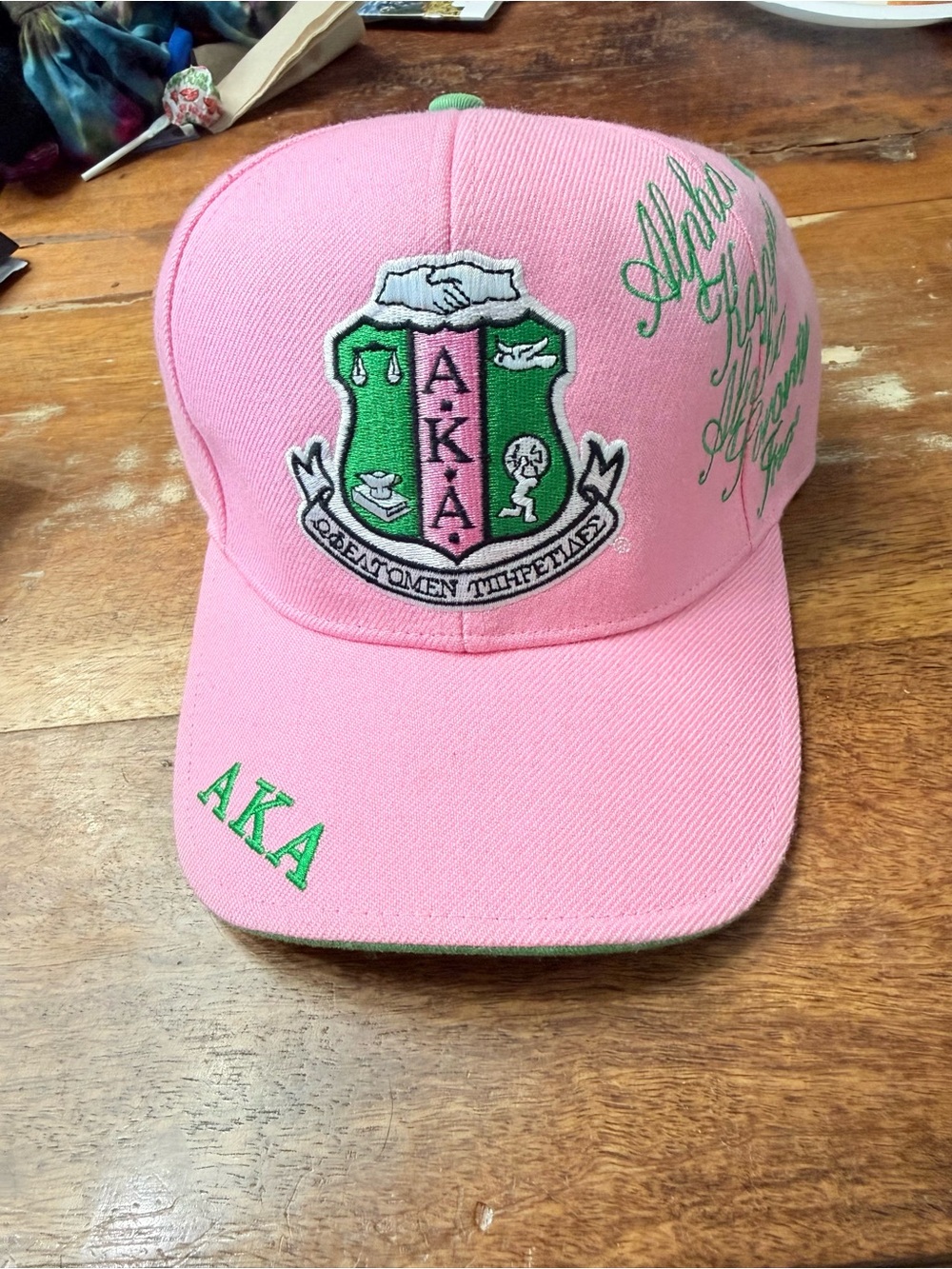 Alpha Kappa Alpha Pink & Green Embroidered Baseball Cap